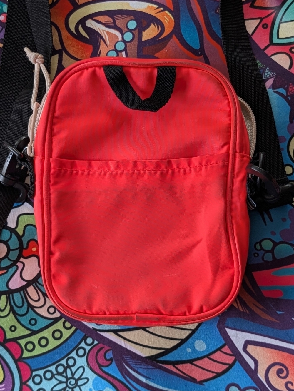Adidas Neon Coral Pink Crossbody Adjustable Strap Zip Bag Festival Summer - Picture 8 of 8